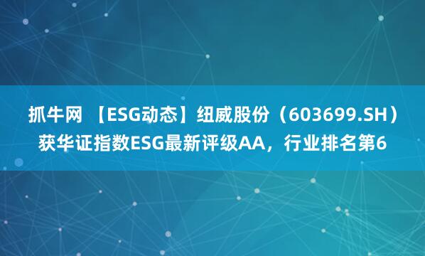 抓牛网 【ESG动态】纽威股份（603699.SH）获华证指数ESG最新评级AA，行业排名第6