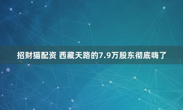 招财猫配资 西藏天路的7.9万股东彻底嗨了