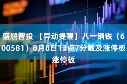 盛鹏智投 【异动提醒】八一钢铁（600581）8月8日13点7分触及涨停板