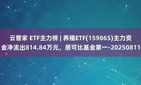 云管家 ETF主力榜 | 养殖ETF(159865)主力资金净流出814.84万元，居可比基金第一-20250811